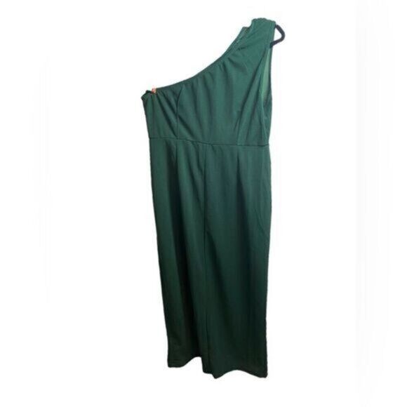 NWT BloomChic Women’s Green One Shoulder Midi Length Faux Wrap  - Size 12 - Picture 1 of 7